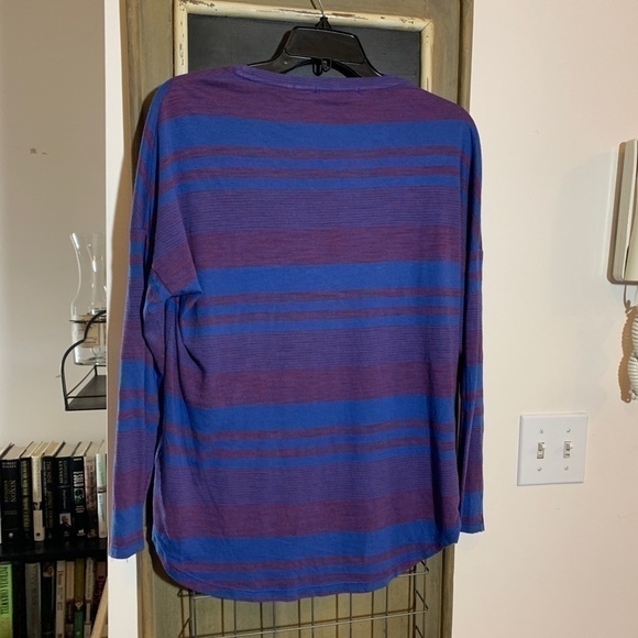 Anthropologie Stateside Striped Mock Wrap Long Sleeve Top Size XS Purple Blue - Picture 6 of 9